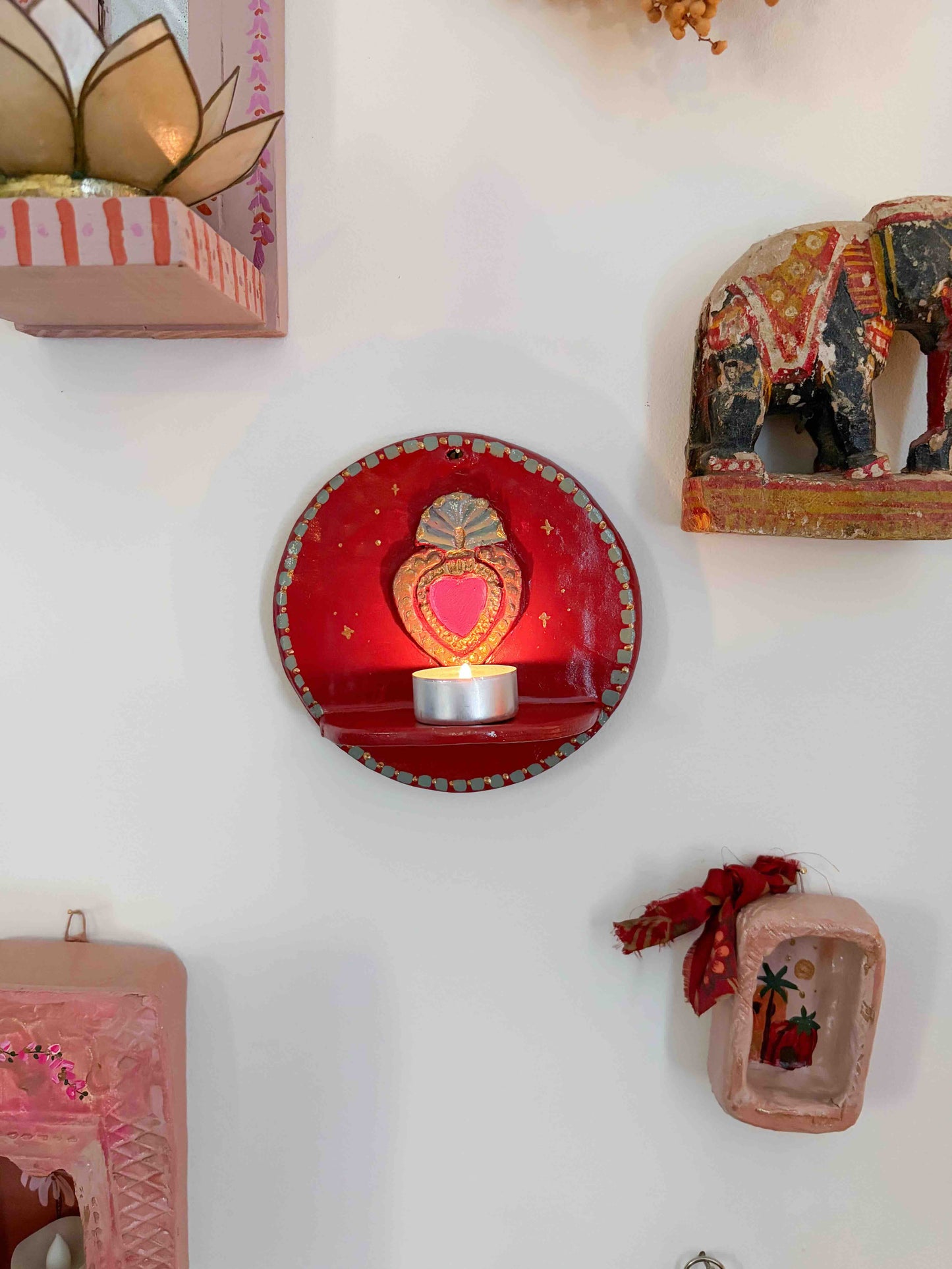 WAXINELICHTHOUDER RED HEART