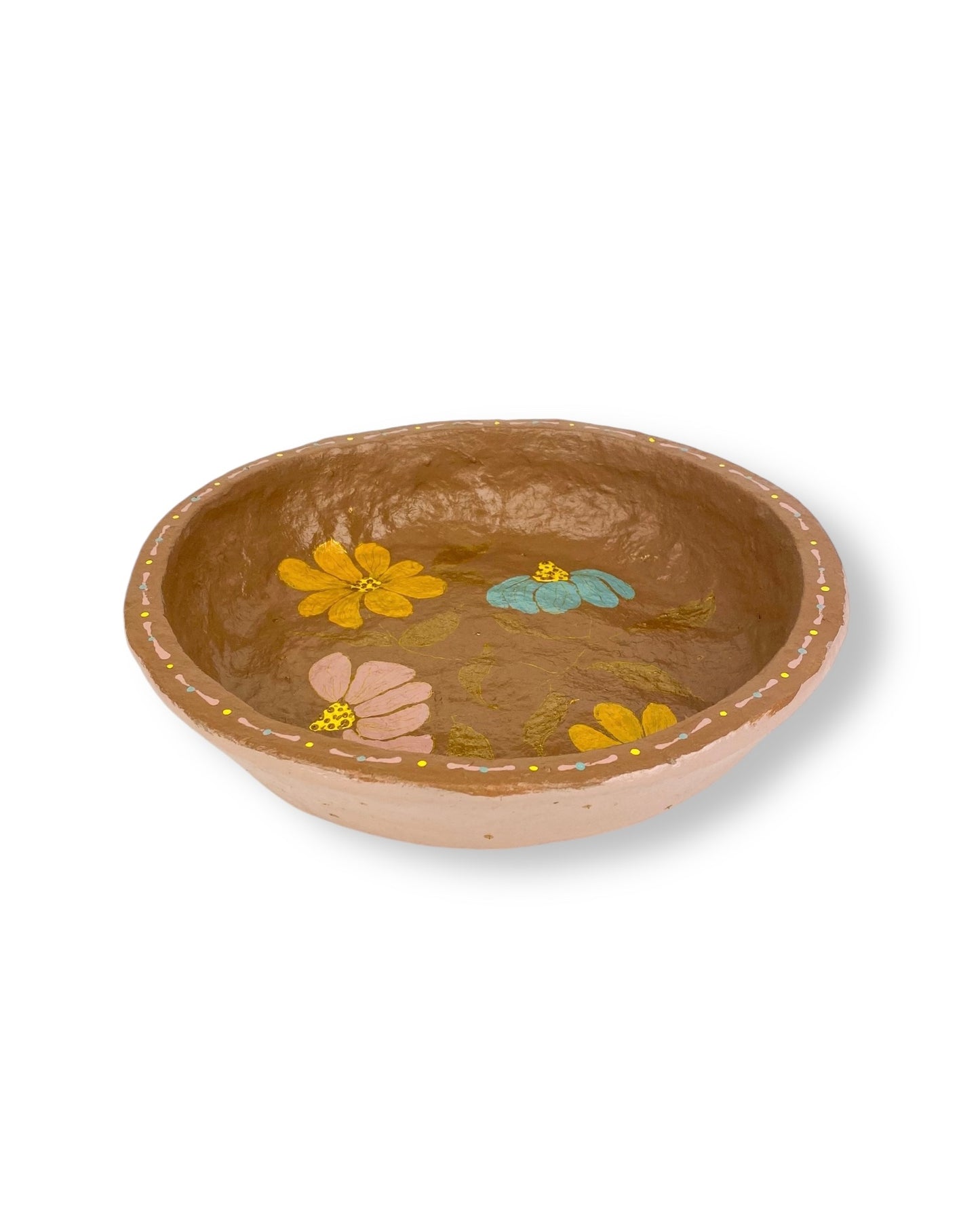 RONDE SCHAAL BROWN FLOWERS