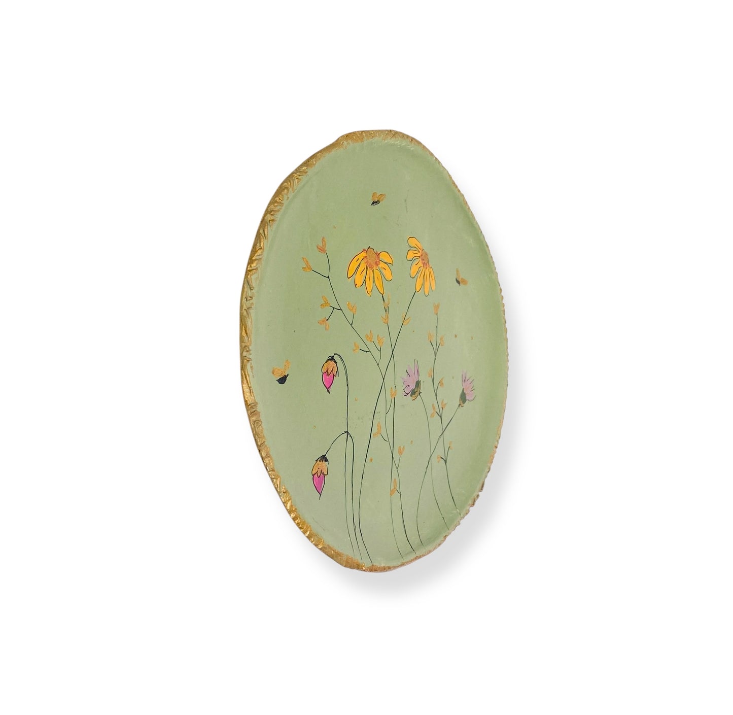 XL WANDBORD GREEN FLOWERS