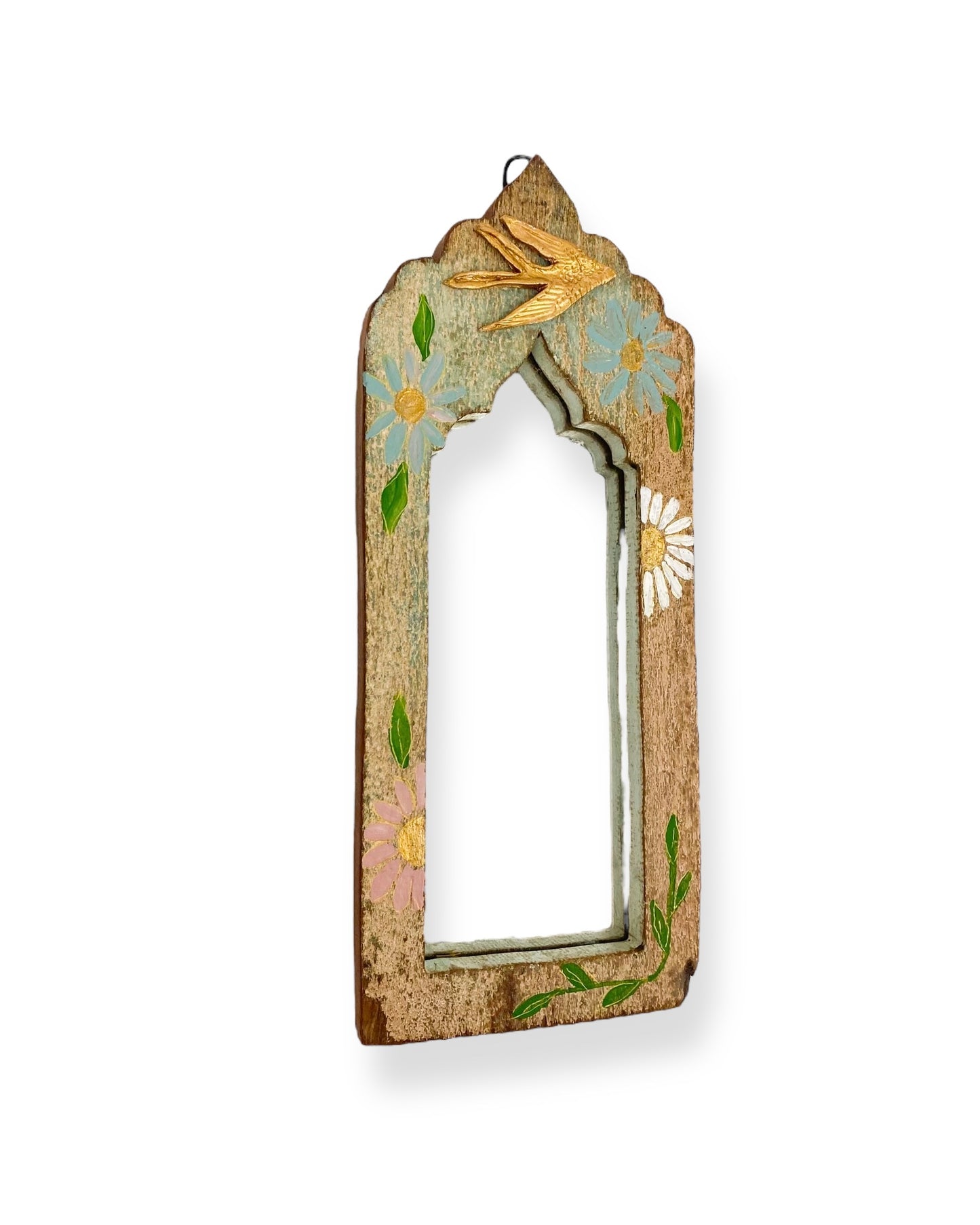 VINTAGE HOUTEN SPIEGEL ZWALUW