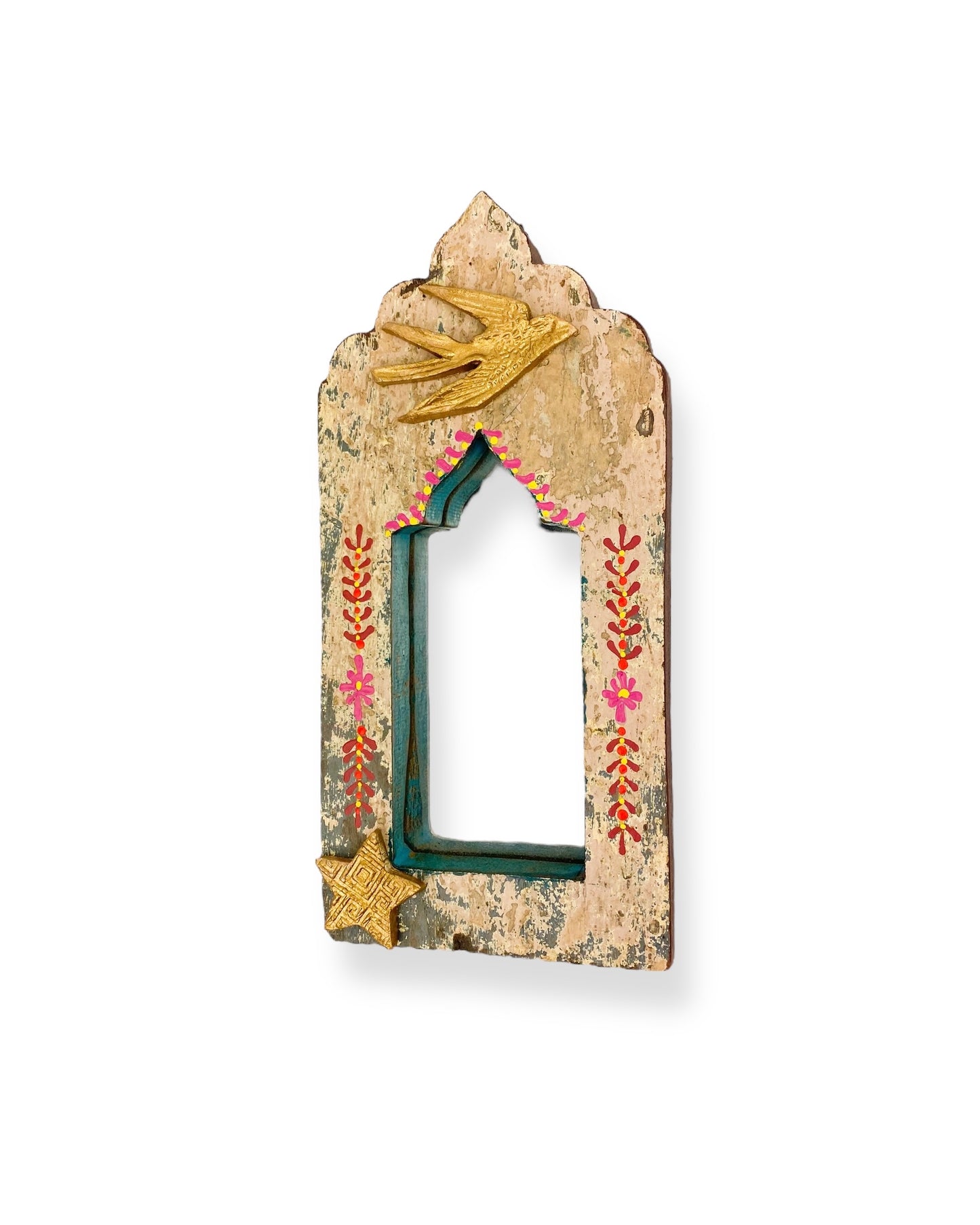 VINTAGE HOUTEN SPIEGEL ZWALUW