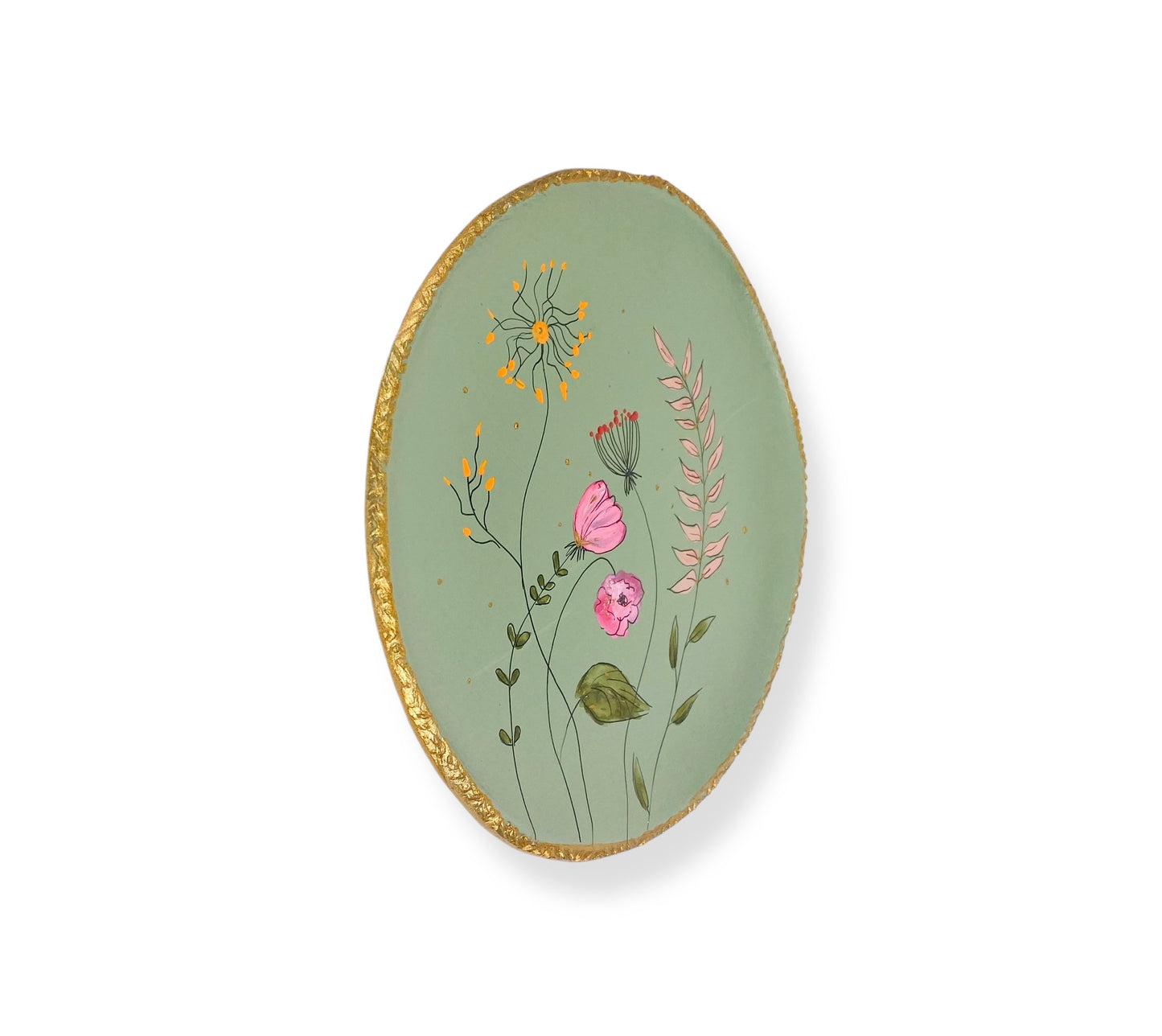 XL WANDBORD GREEN FLOWERS