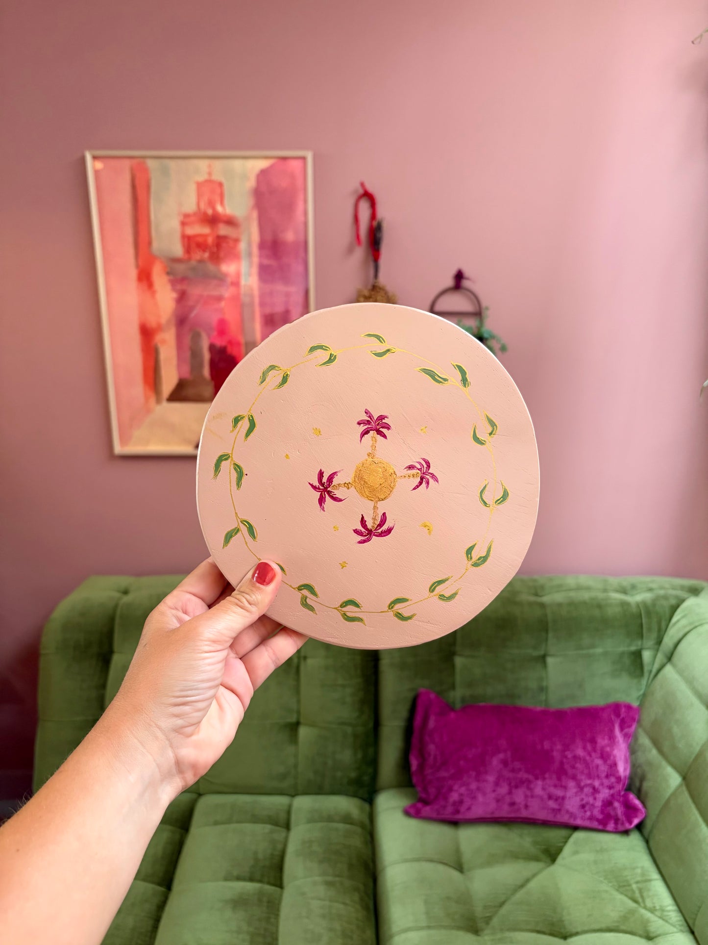 ROND TAFELTJE SOFT PINK PALM