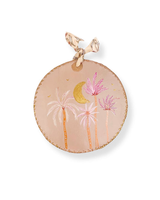 XL WANDBORD PINK PALMTREE