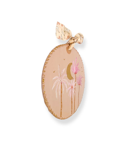 XL WANDBORD PINK PALMTREE