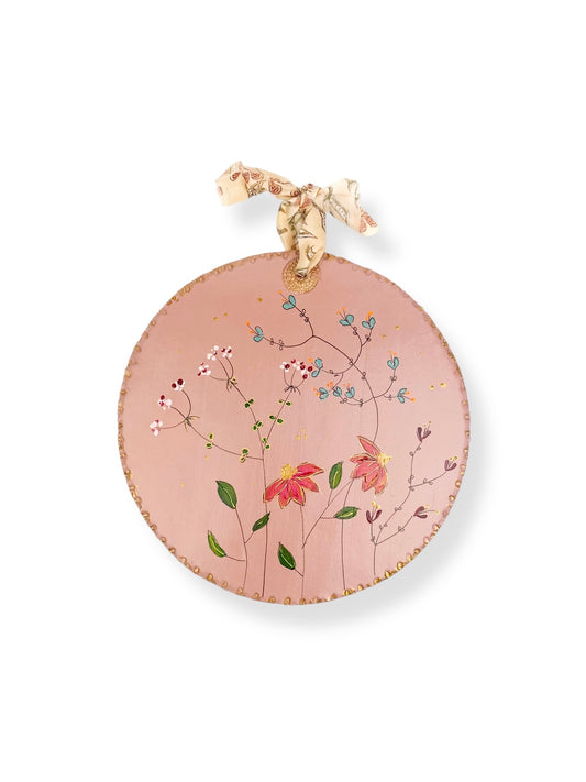 XL WANDBORD PINK FLOWERS