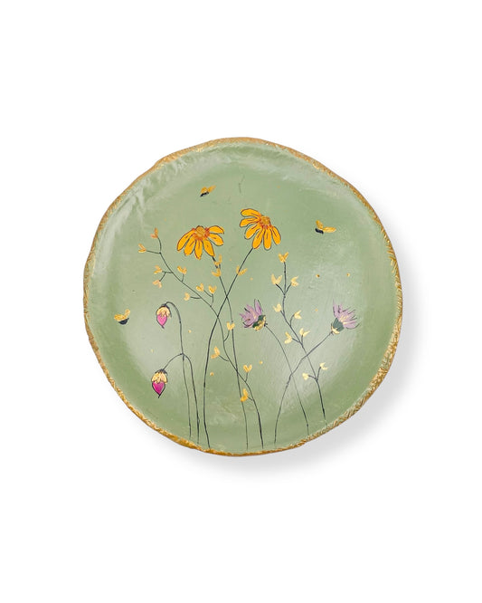 XL WANDBORD GREEN FLOWERS