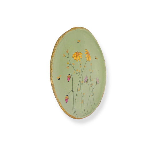 XL WANDBORD GREEN FLOWERS