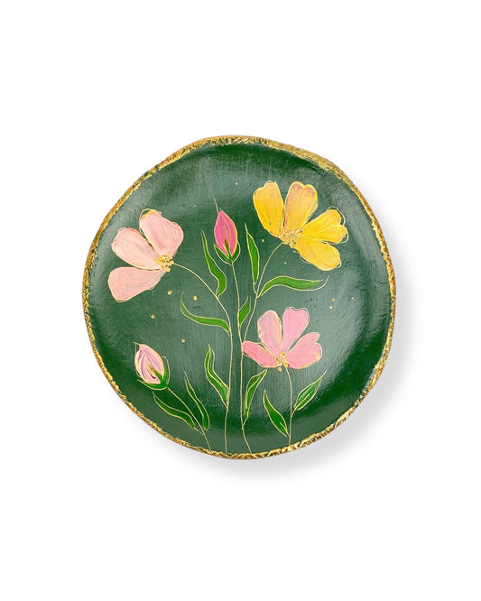 XL WANDBORD GREEN FLOWERS