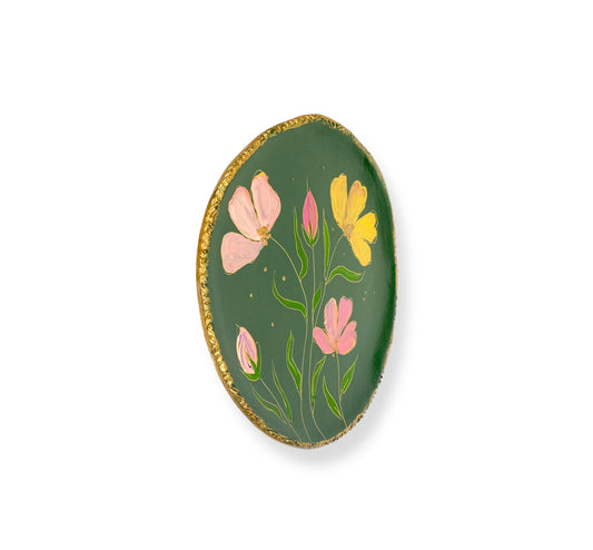 XL WANDBORD GREEN FLOWERS