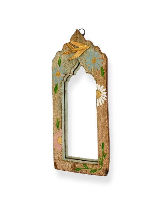 VINTAGE HOUTEN SPIEGEL ZWALUW