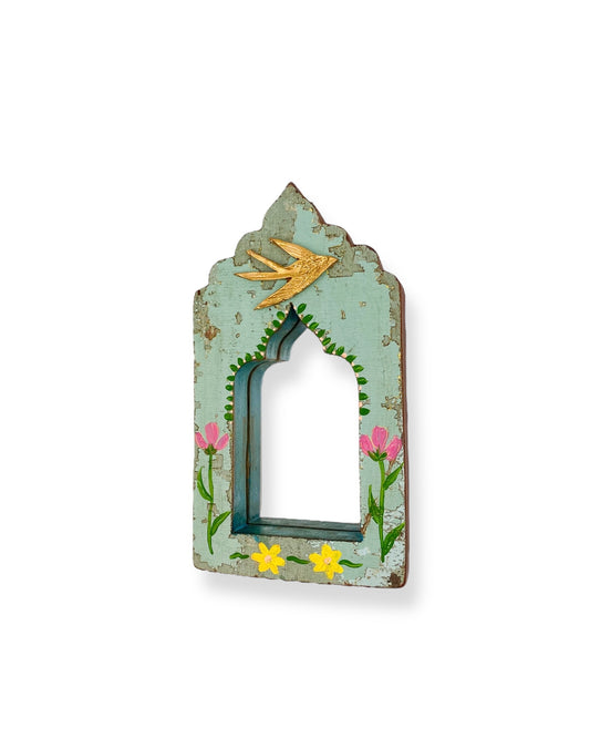 VINTAGE HOUTEN SPIEGEL ZWALUW
