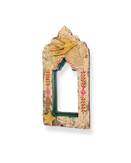 VINTAGE HOUTEN SPIEGEL ZWALUW