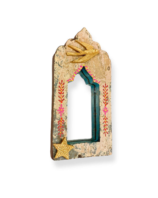 VINTAGE HOUTEN SPIEGEL ZWALUW