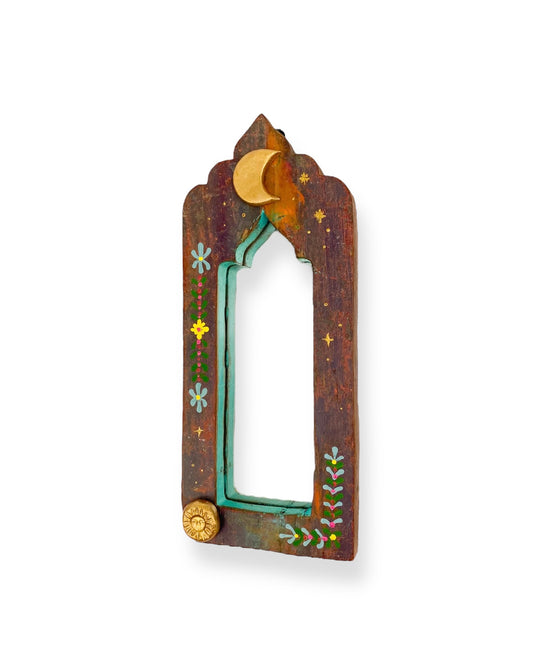 VINTAGE HOUTEN SPIEGEL MOON