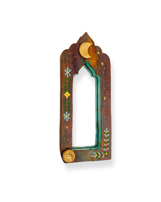 VINTAGE HOUTEN SPIEGEL MOON