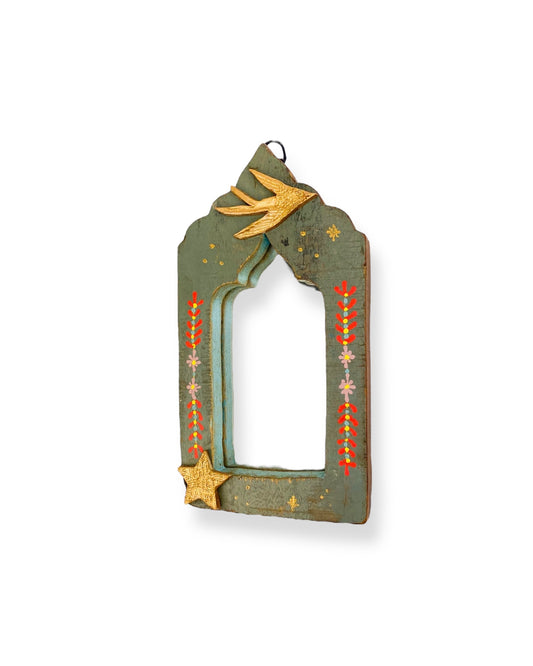 VINTAGE HOUTEN SPIEGEL ZWALUW