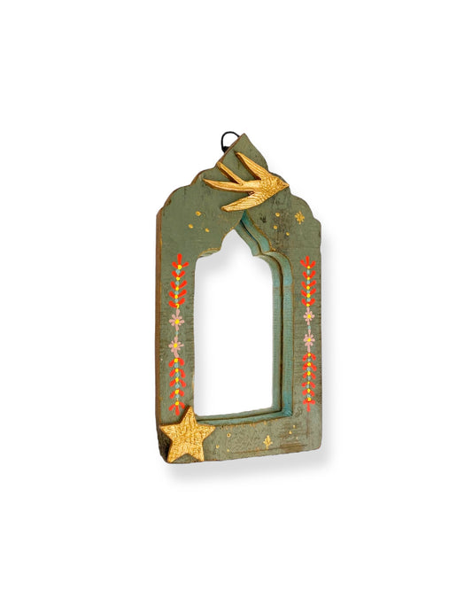 VINTAGE HOUTEN SPIEGEL ZWALUW