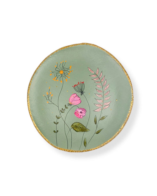 XL WANDBORD GREEN FLOWERS