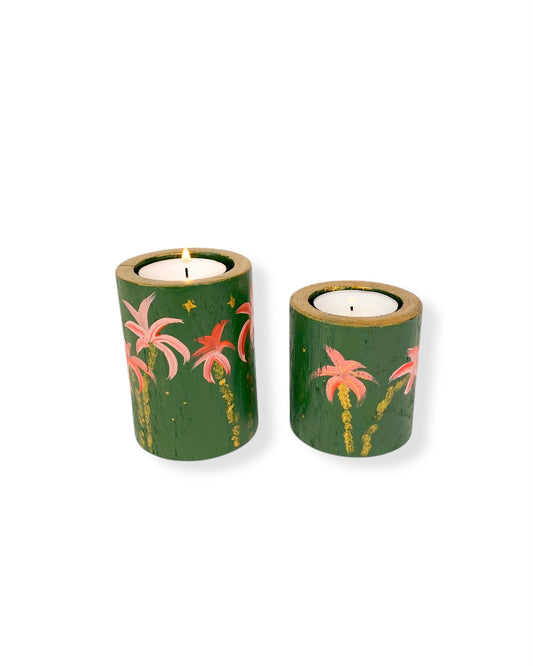 WAXINELICHTHOUDER SET GREEN