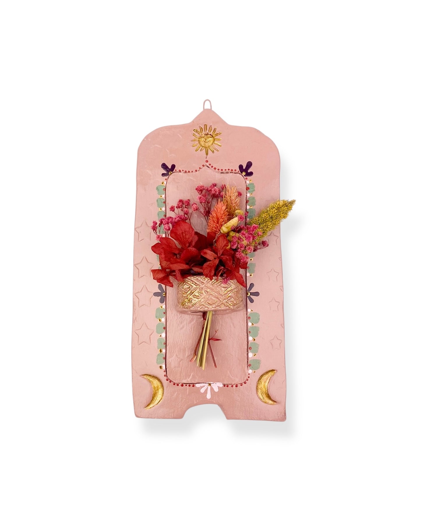 MUURVAASJE PINK FLOWERS