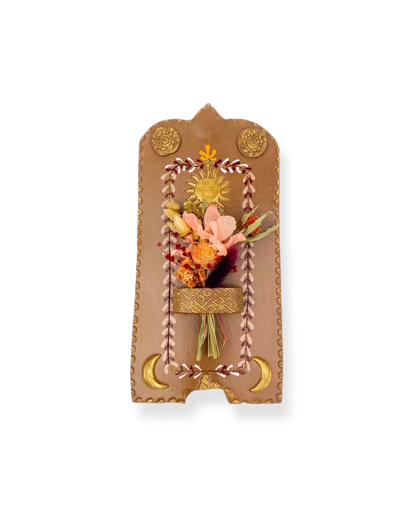 MUURVAASJE BROWN FLOWERS