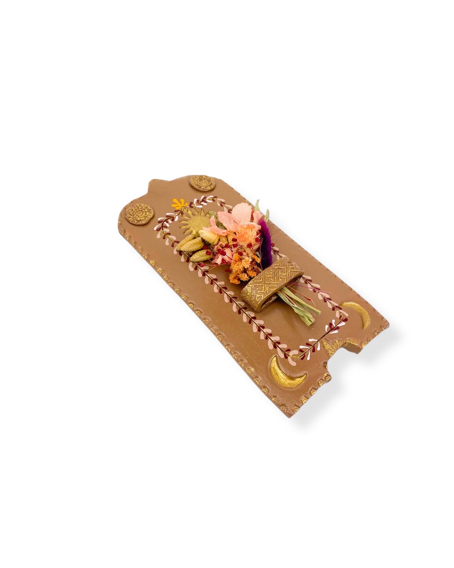 MUURVAASJE BROWN FLOWERS