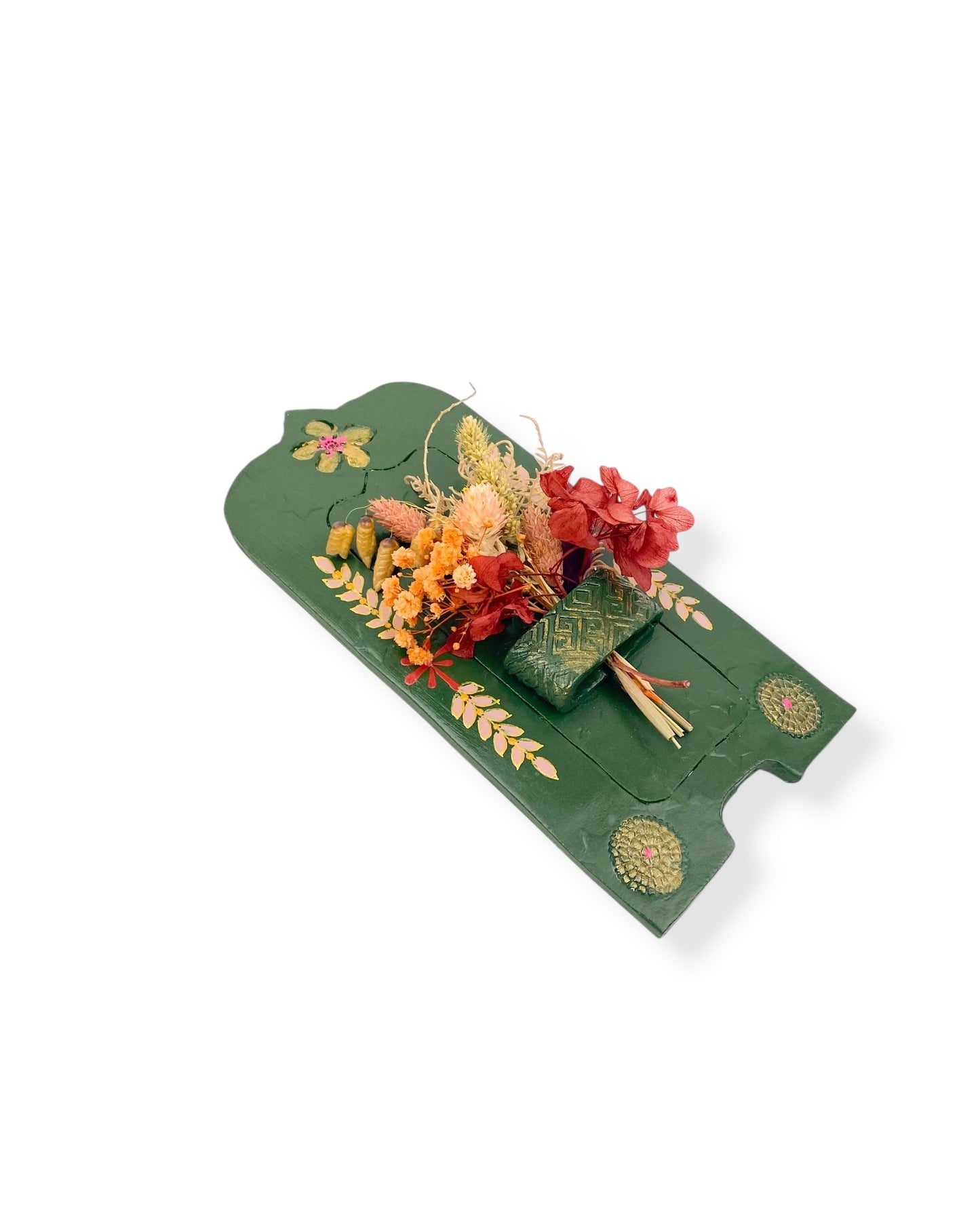 MUURVAASJE GREEN FLOWERS