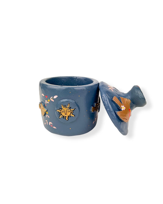 HANDGEMAAKTE POT BLUE