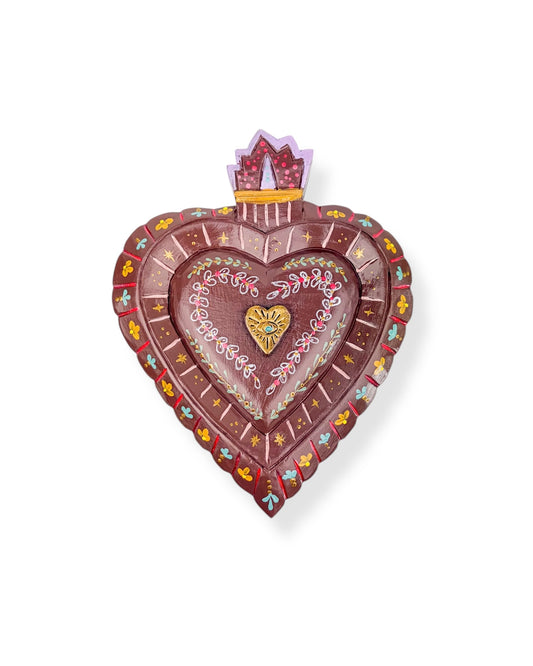 WALL ART HEART PLUM