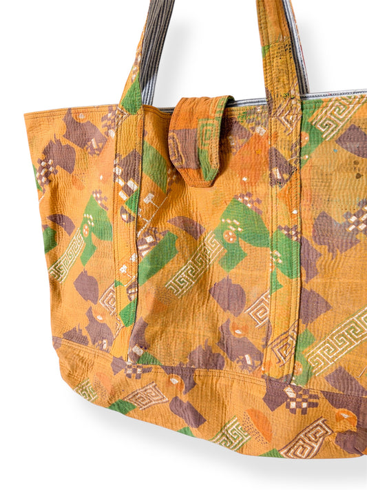 VINTAGE KANTHA TOTEBAG YELLOW