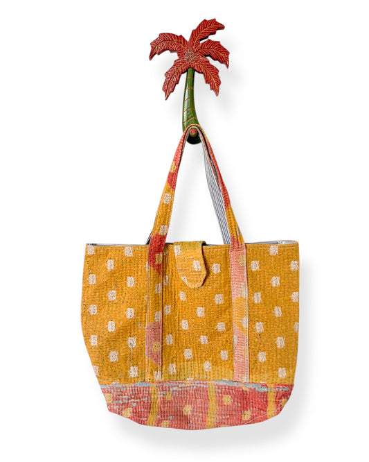 VINTAGE KANTHA TOTEBAG YELLOW
