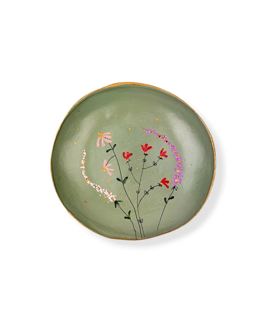 WANDBORD GREEN FLOWERS