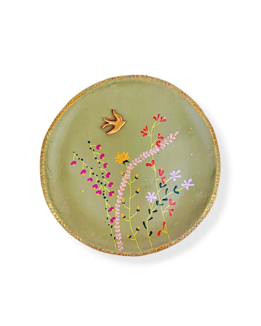 XL WANDBORD GREEN FLOWERS