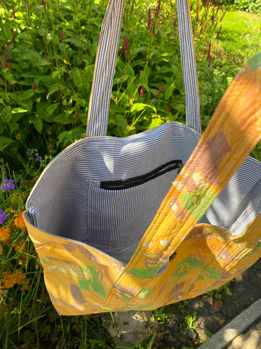 VINTAGE KANTHA TOTEBAG YELLOW