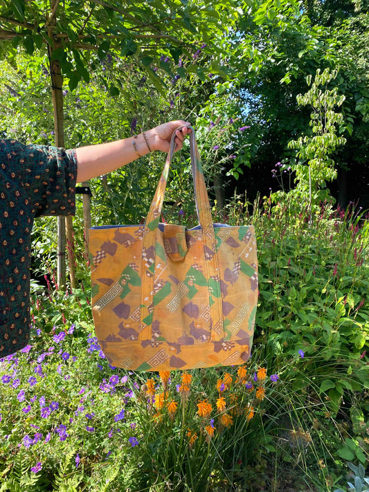 VINTAGE KANTHA TOTEBAG YELLOW