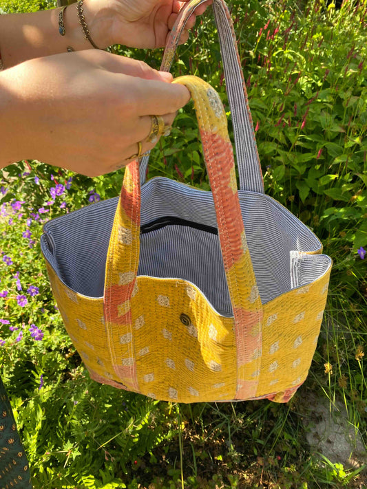 VINTAGE KANTHA TOTEBAG YELLOW