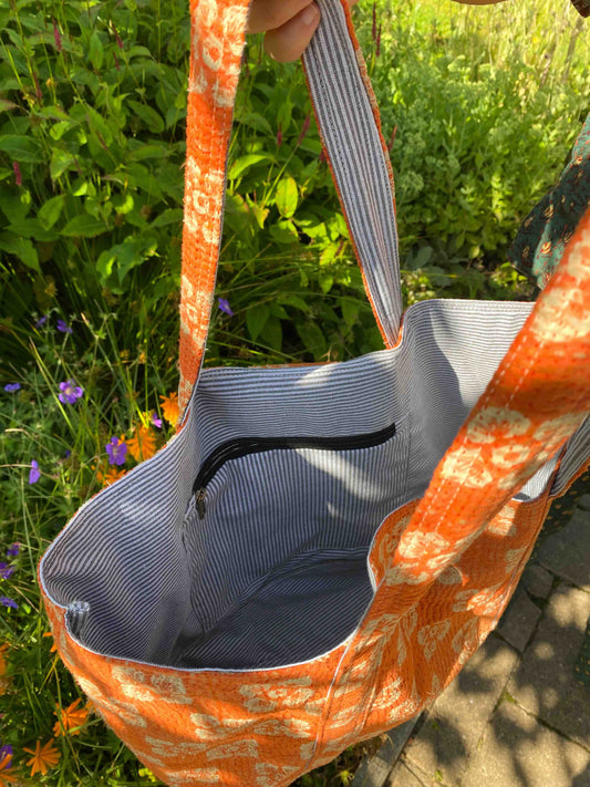 VINTAGE KANTHA TOTEBAG ORANGE