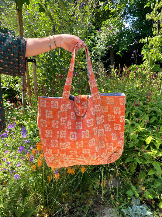 VINTAGE KANTHA TOTEBAG ORANGE