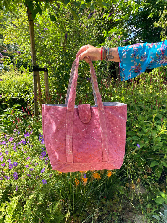 VINTAGE KANTHA TOTEBAG PINK